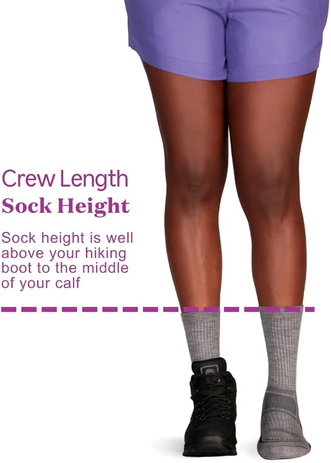 ToughCutie Merino Wool Socks Bundle, Premium Hiking Crew Socks For Women, Grey, Boysenberry, Strawberry/Small