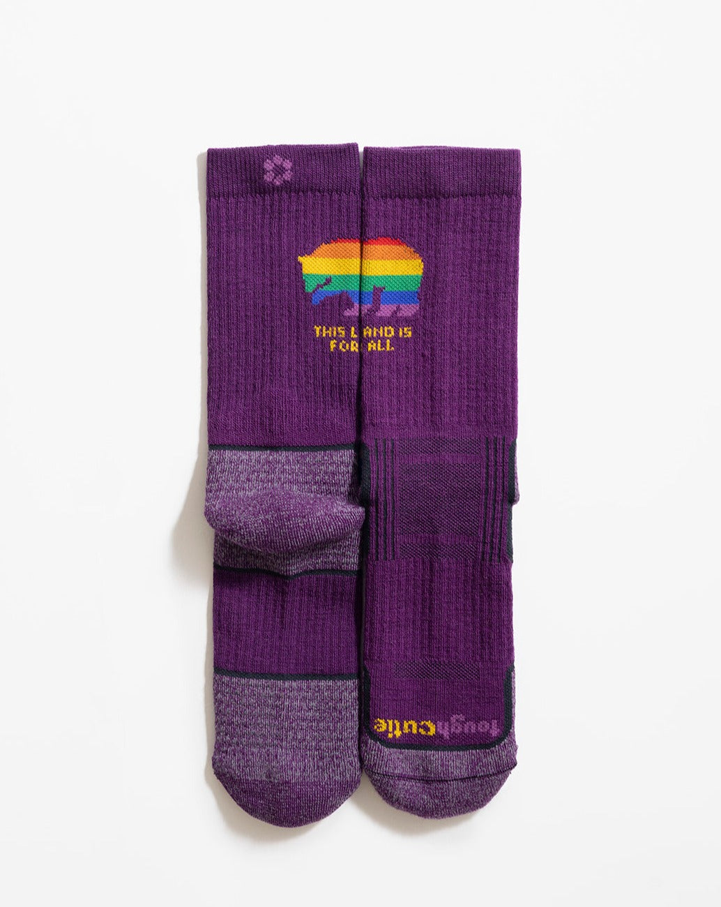 Back and front of pride crew sock