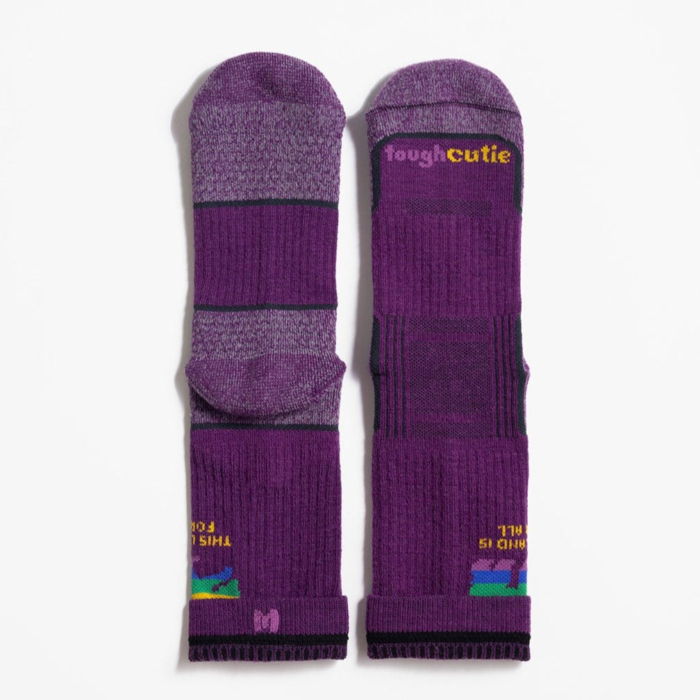 Top and bottom of pride crew sock with size showing