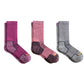 ToughCutie Merino Wool Socks Bundle, Premium Hiking Crew Socks For Women, Grey, Boysenberry, Strawberry/Small