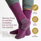 ToughCutie Merino Wool Socks Bundle, Premium Hiking Crew Socks For Women, Grey, Boysenberry, Strawberry/Small